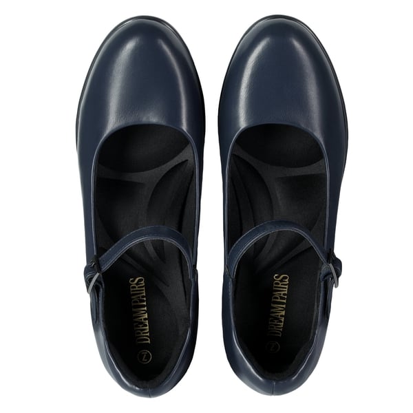 [Stand All Day Pumps] Edenia Round Toe Mary Jane Pumps - NAVY BLUE - 4
